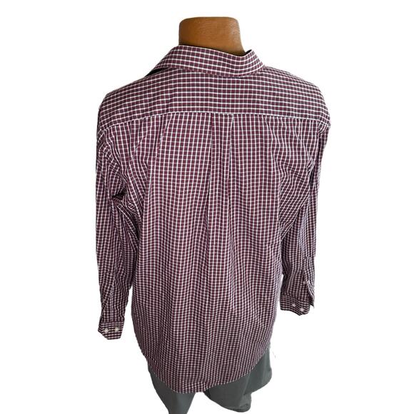 Stafford Maroon & Blue Checkered Button Down Regular Fit Shirt, Large, Pre-owned - Picture 2 of 6